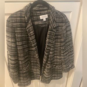 Elle ruched sleeve black tweed jacket